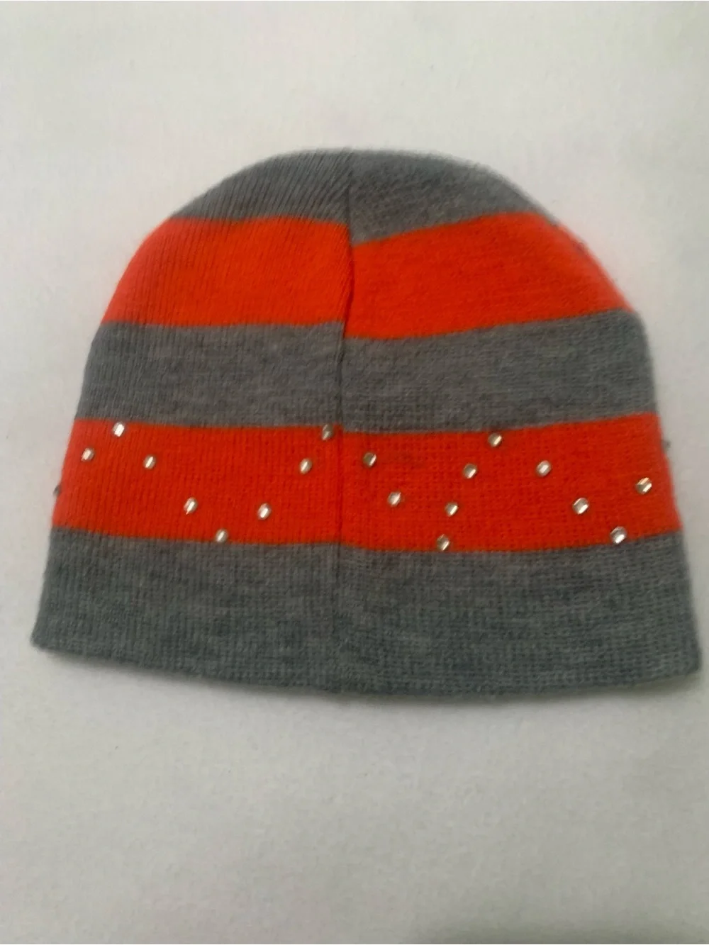 7 Pice Kids  Knit Beanie With Rhinestones - Black, Blue, Hot Pink